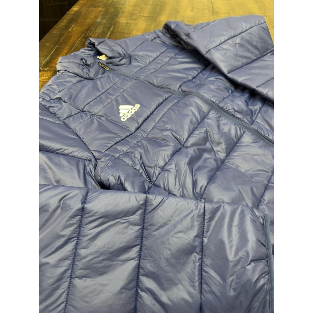 Adidas Jacket Mens Large Blue Quilted Insulated Full Zip Nylon Puffer Hiking